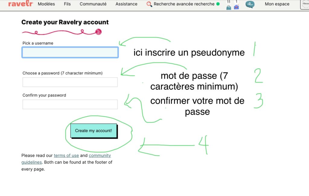 Les étapes de création de votre compte Ravelry