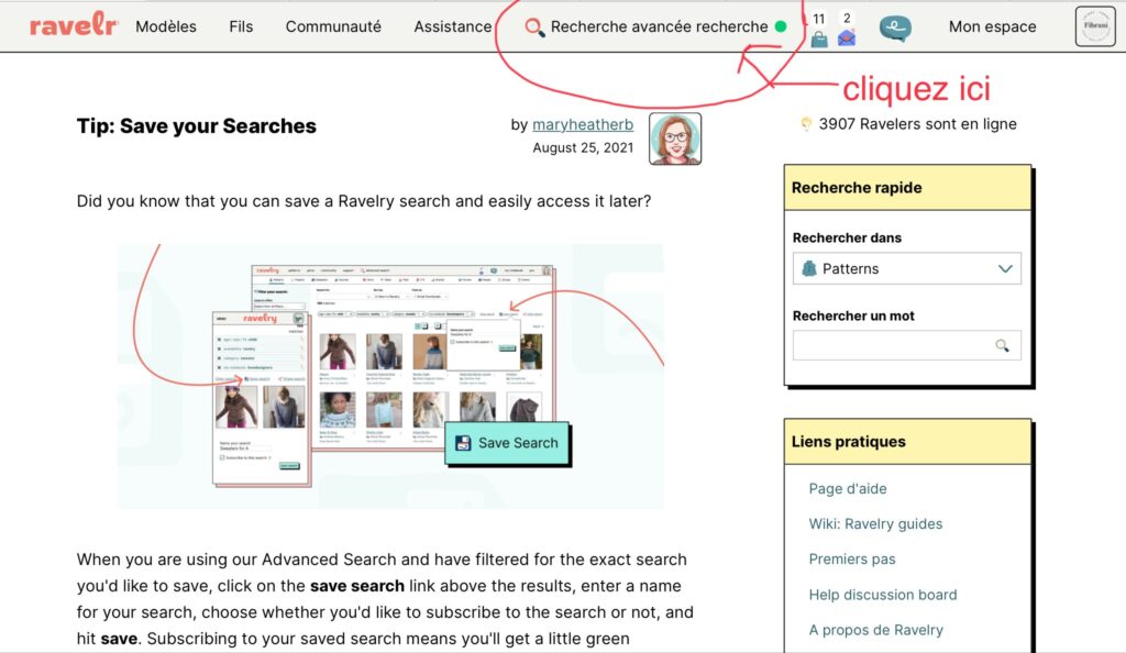 Comment faire une recherche sur Ravelry